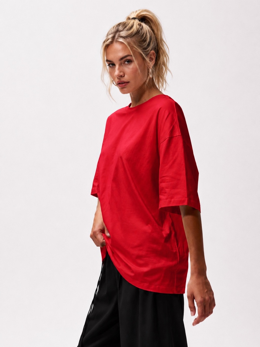 Astrid Red Oversized 100% Cotton Crew Neck Tee | XS | NWT